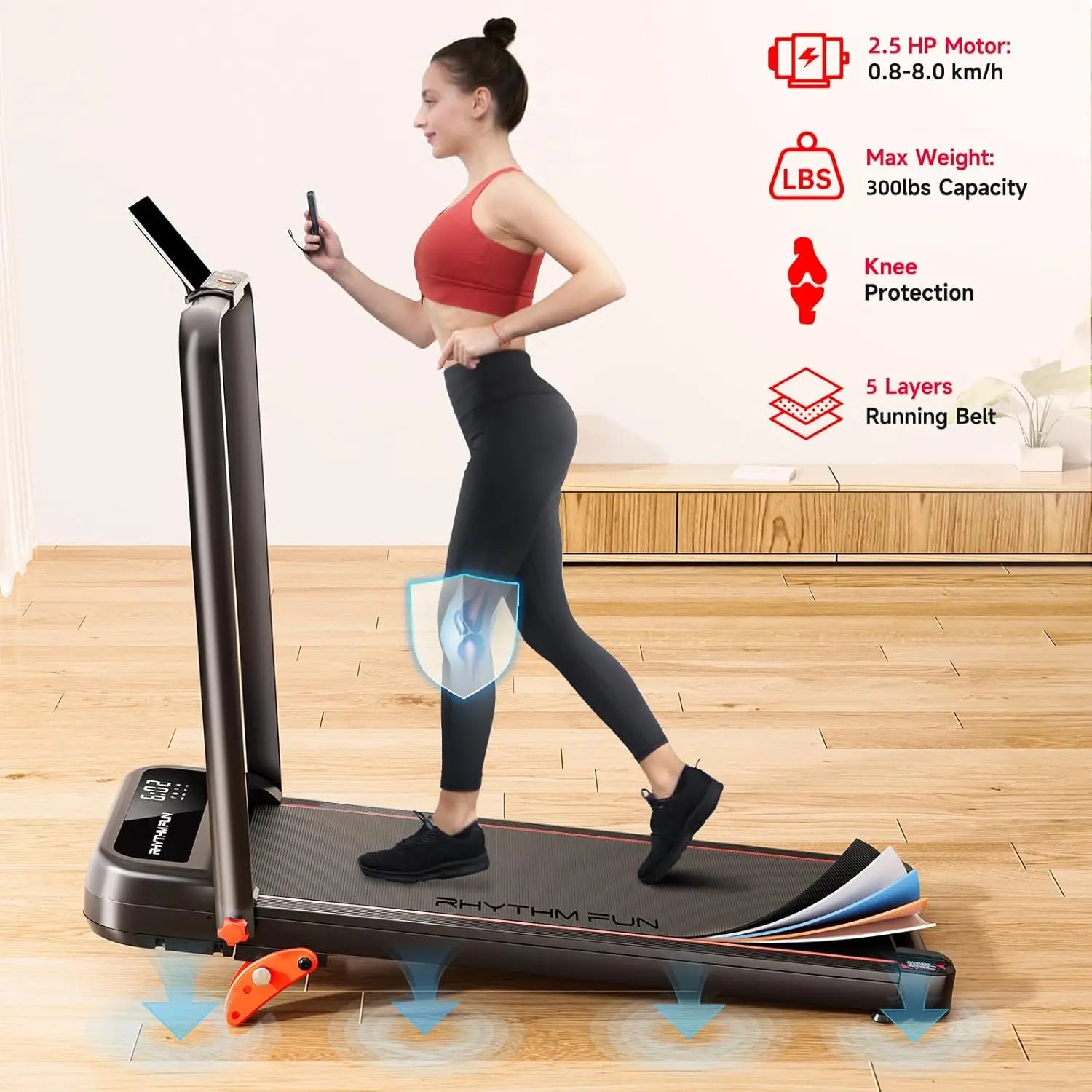 Foldable Treadmill with Handlebar